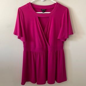 Torrid Magenta Blouse Key Hole Wrap Top- Size 00